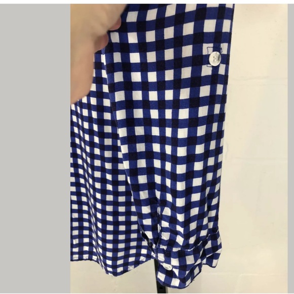 Splendid Gingham Button Down Navy Long Sleeve - Picture 9 of 11